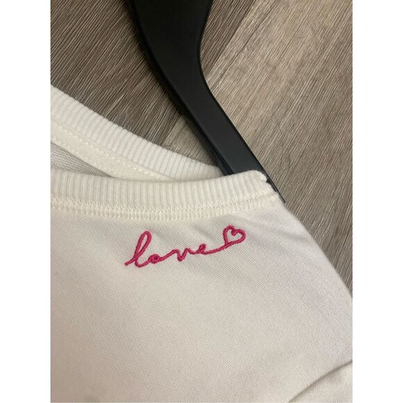 Rachel Zoe Embroidered "Love" White Pullover Sweater, Sz Medium - Picture 3 of 8